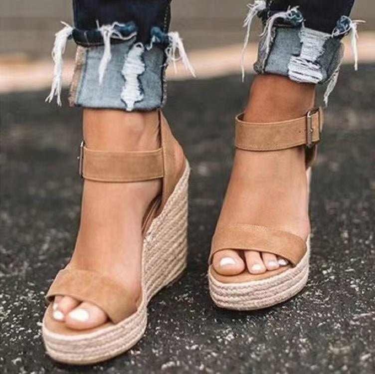 Open Toe High Heel Wedge Sandals - Flip Flop Dynasty