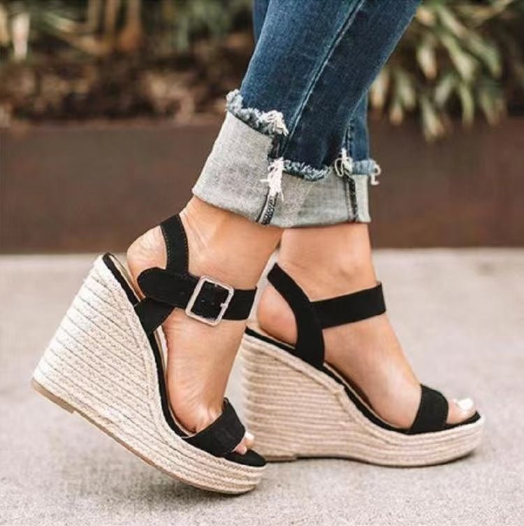 Open Toe High Heel Wedge Sandals - Flip Flop Dynasty