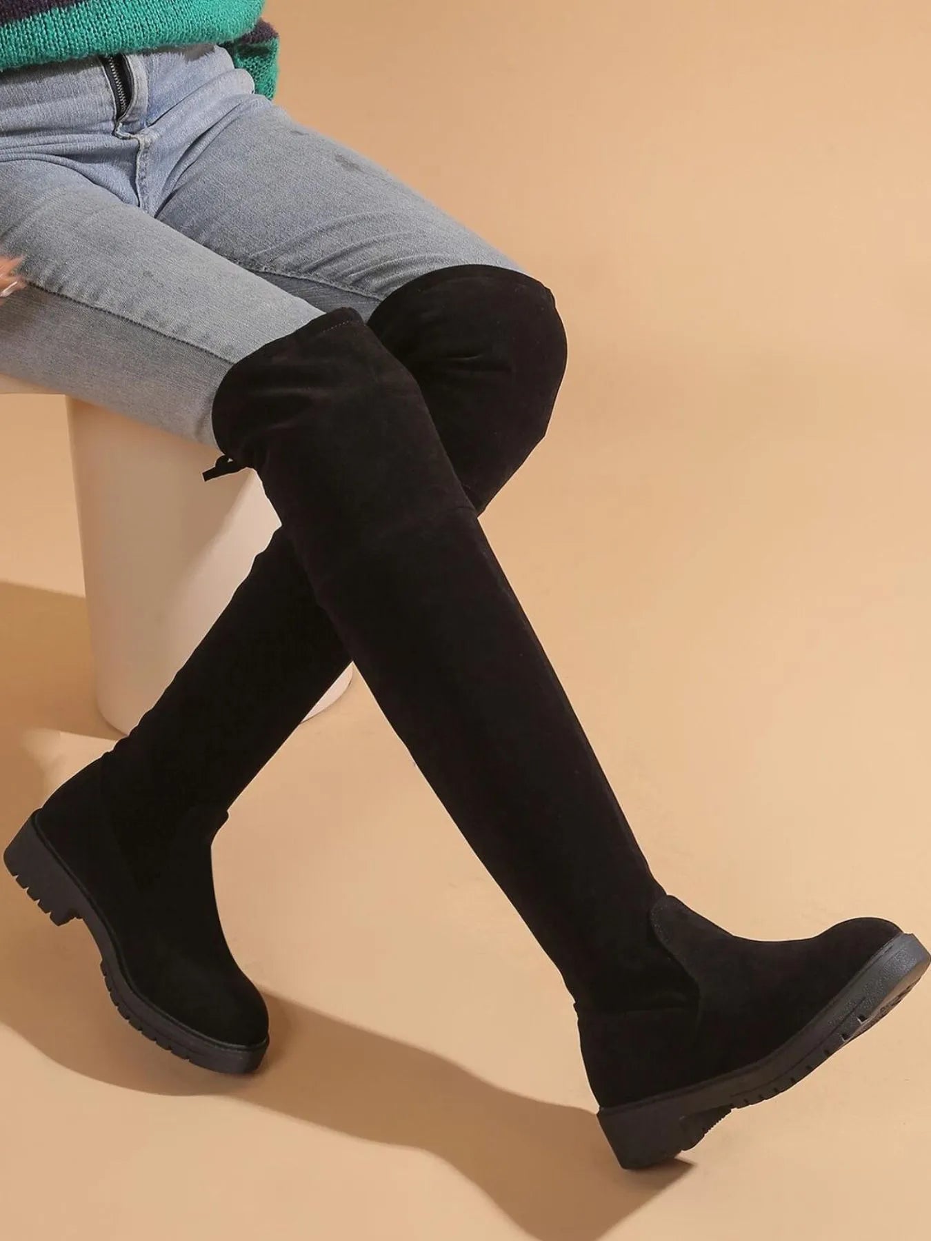 Over - the - Knee Block Heel Boots - Flip Flop Dynasty