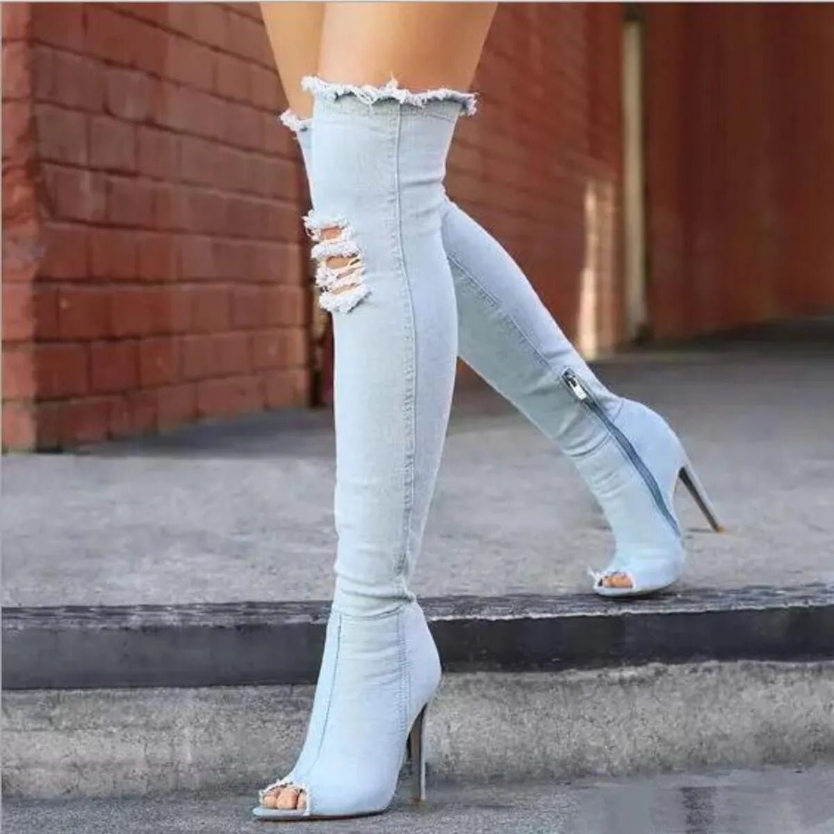Peep Toe Stiletto Boots - Flip Flop Dynasty