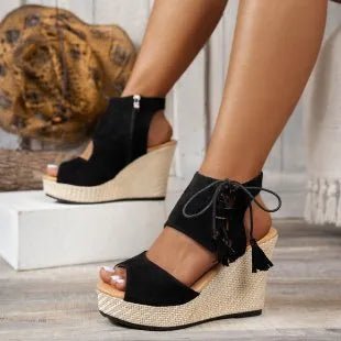 Peep Toe Wedge Sandals - Flip Flop Dynasty