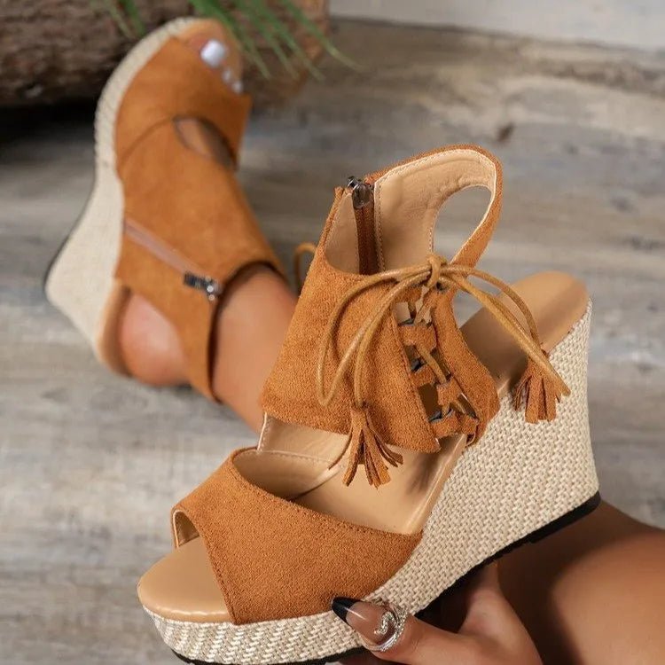 Peep Toe Wedge Sandals - Flip Flop Dynasty