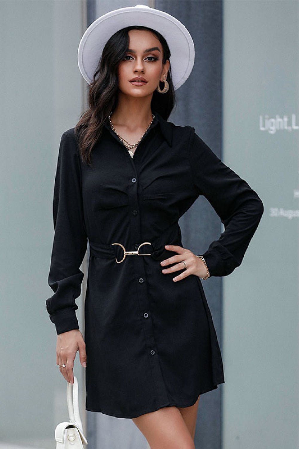 Perfee Belted Mini Shirt Dress - Flip Flop Dynasty