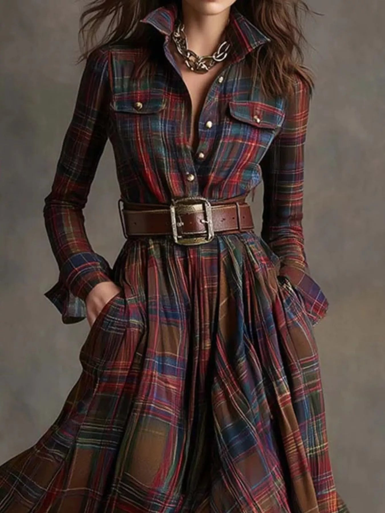 Plaid Button Front Maxi Shirt Dress - Flip Flop Dynasty
