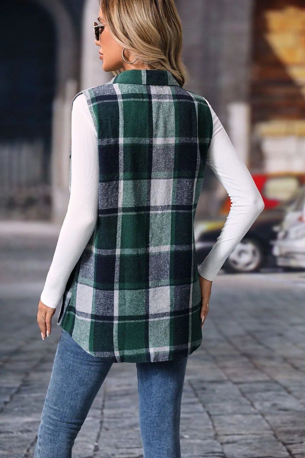 Plaid Button Up Vest Coat - Flip Flop Dynasty