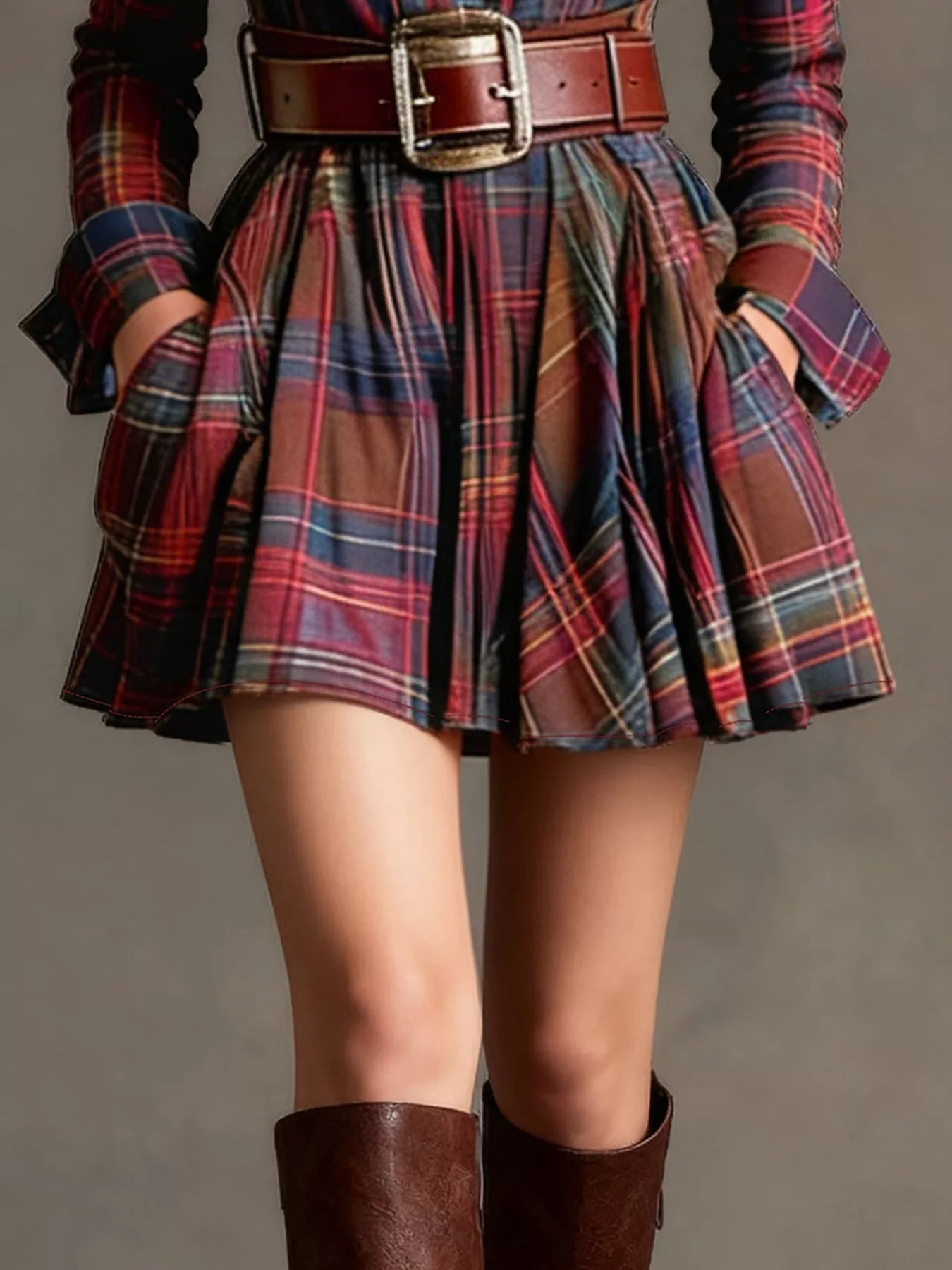 Plaid Long Sleeve Shirt Dress - Flip Flop Dynasty