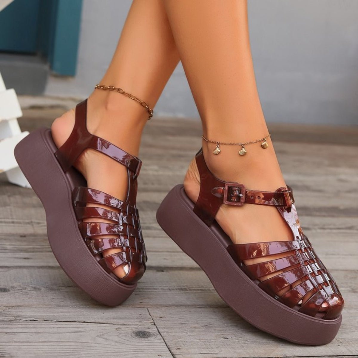 Plastic Woven Platform Sandals - Flip Flop Dynasty