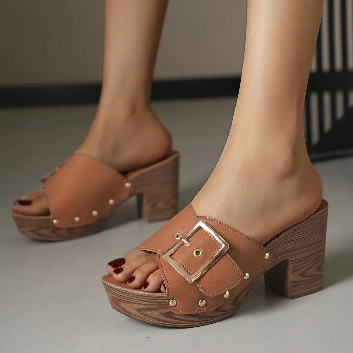 Platform Block Heel Buckle Sandals - Flip Flop Dynasty
