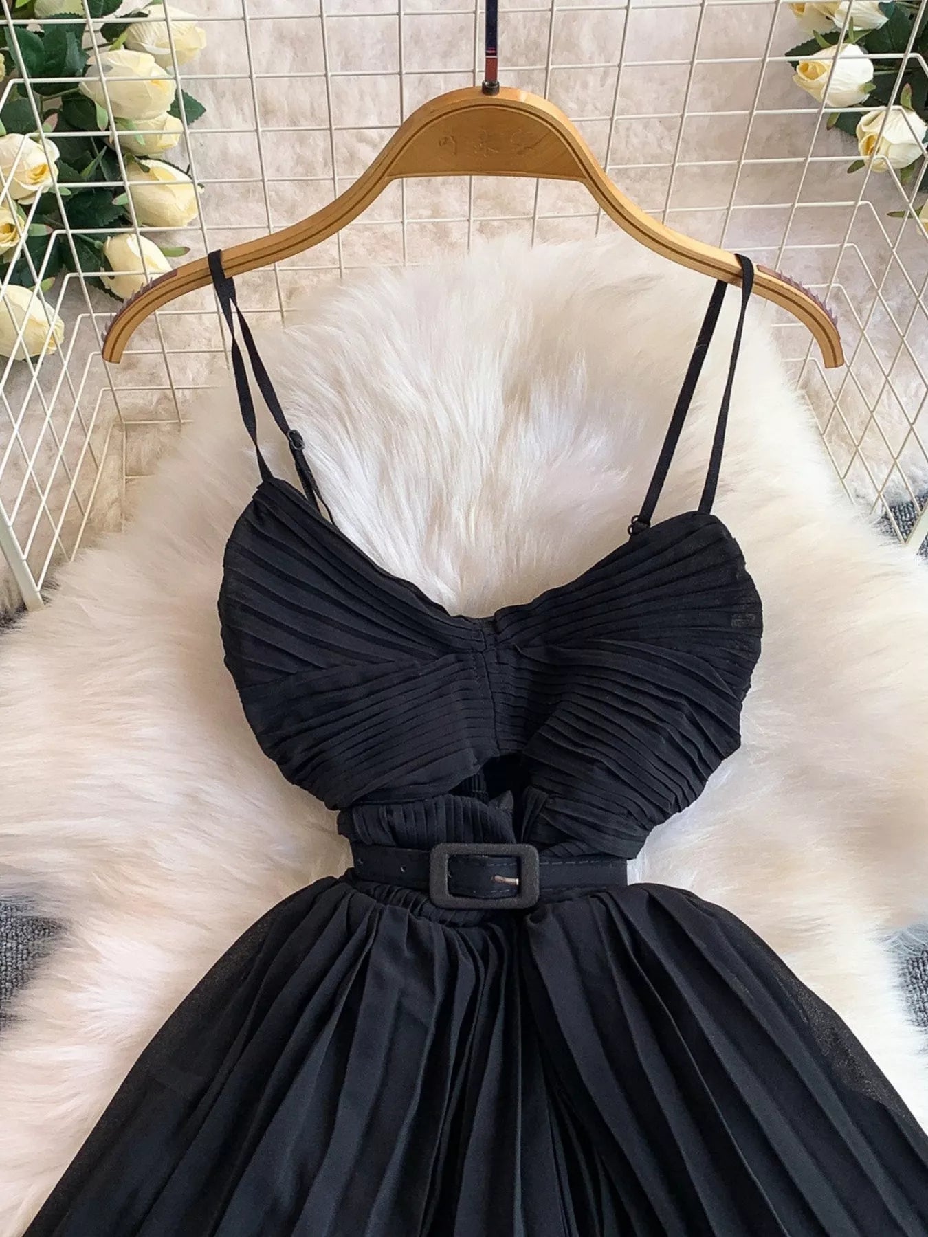Pleated Layered Spaghetti Strap Midi Dress - Flip Flop Dynasty