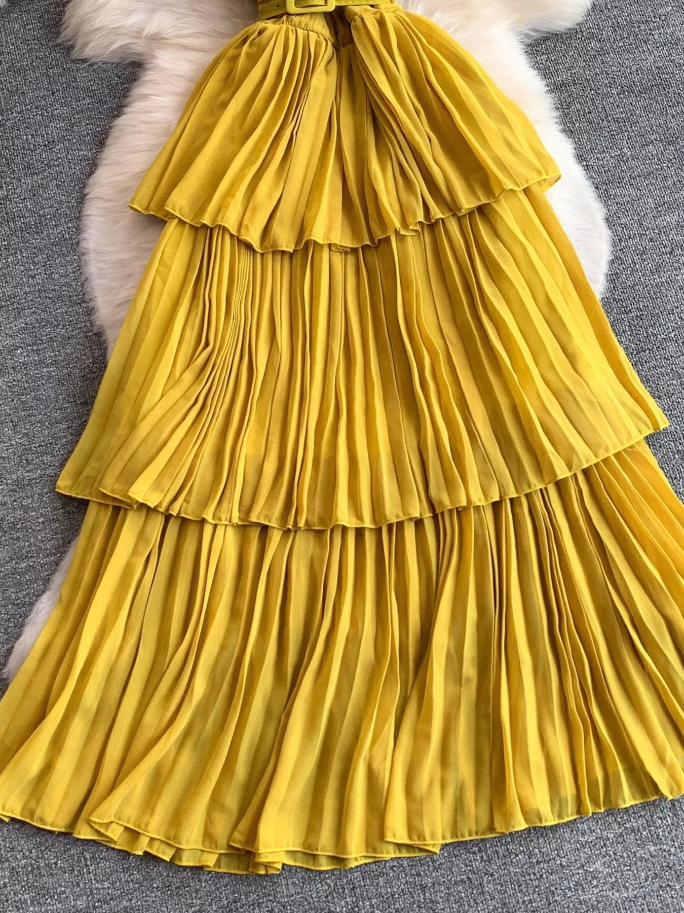 Pleated Layered Spaghetti Strap Midi Dress - Flip Flop Dynasty