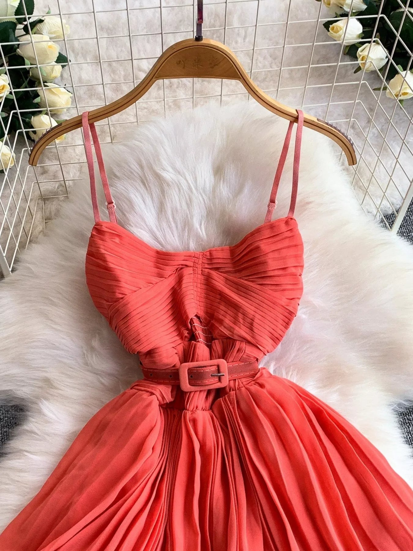 Pleated Layered Spaghetti Strap Midi Dress - Flip Flop Dynasty