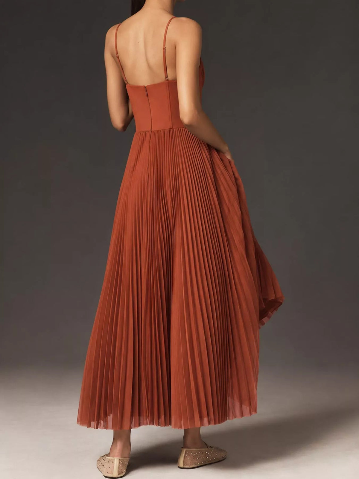 Pleated Sweetheart Neck Midi Dress - Flip Flop Dynasty