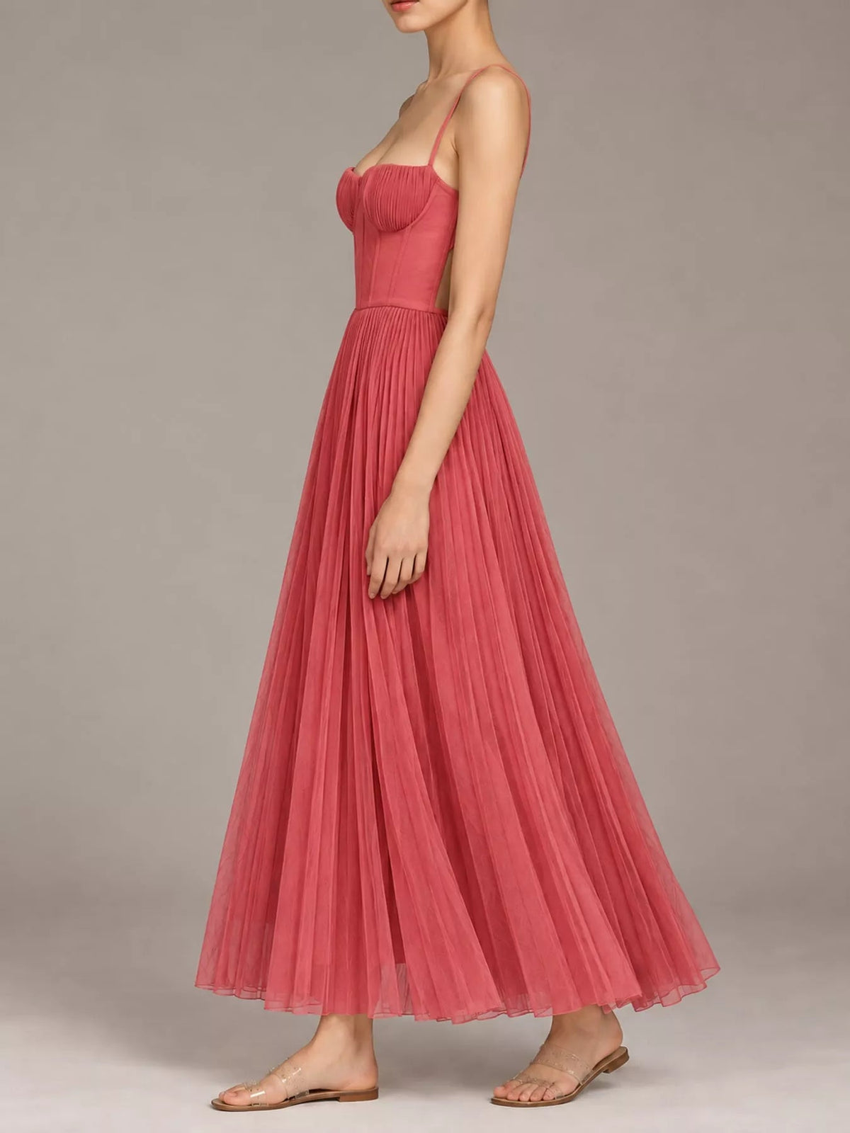Pleated Sweetheart Neck Midi Dress - Flip Flop Dynasty