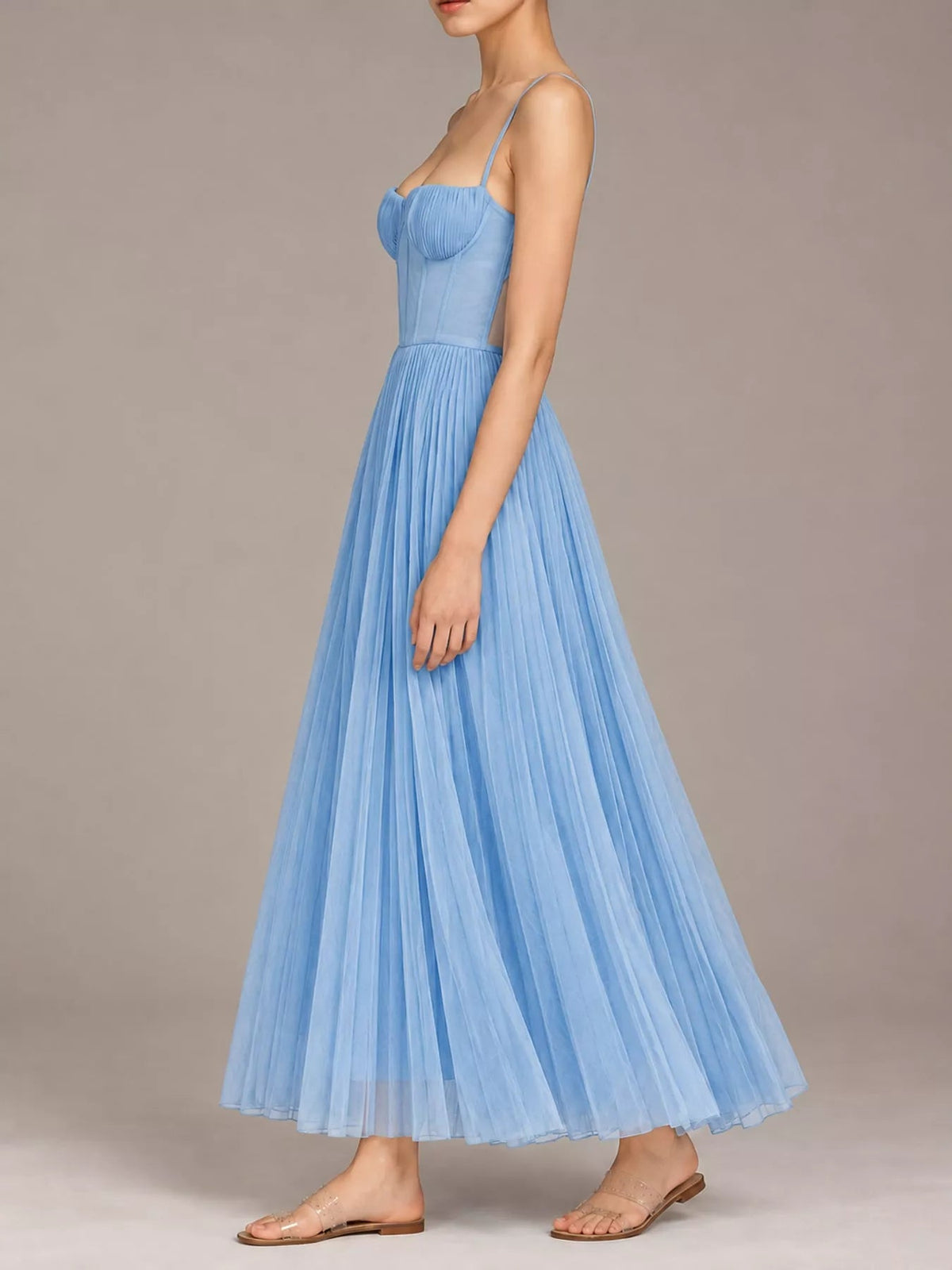 Pleated Sweetheart Neck Midi Dress - Flip Flop Dynasty