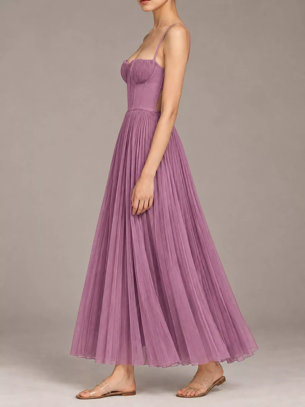 Pleated Sweetheart Neck Midi Dress - Flip Flop Dynasty