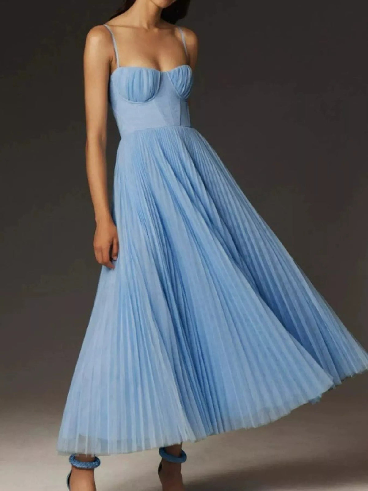 Pleated Sweetheart Neck Midi Dress - Flip Flop Dynasty