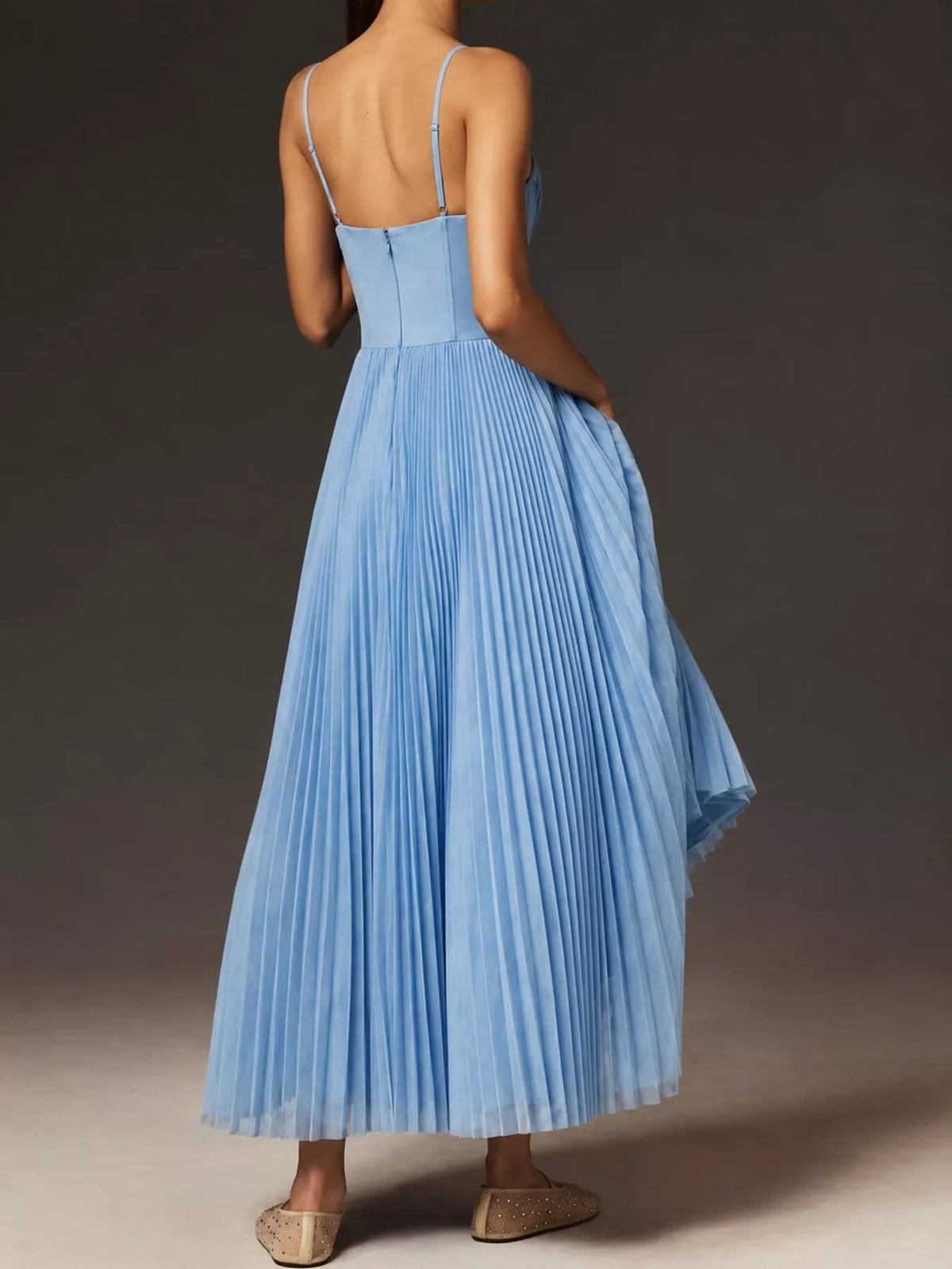 Pleated Sweetheart Neck Midi Dress - Flip Flop Dynasty