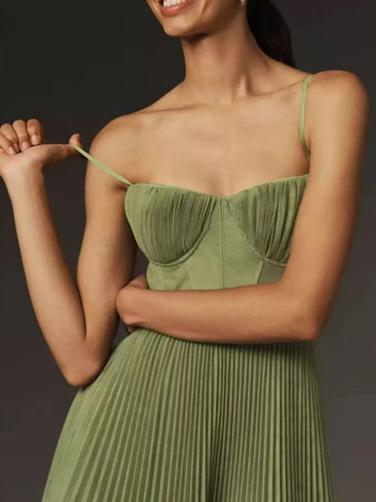 Pleated Sweetheart Neck Midi Dress - Flip Flop Dynasty