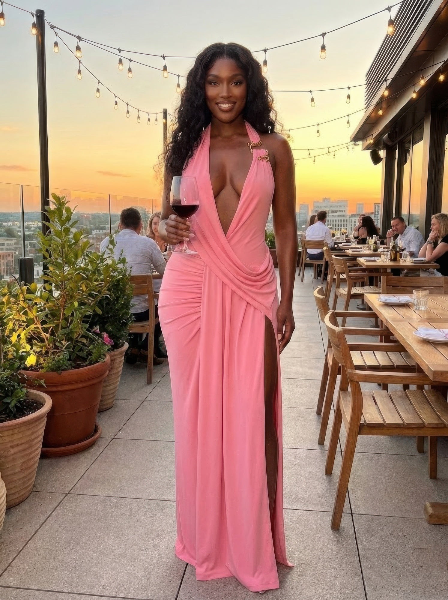 Plunging, Deep V - neckline In A Halter Style - Flip Flop Dynasty