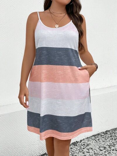 Plus Size Color Block Scoop Neck Mini Dress - Flip Flop Dynasty