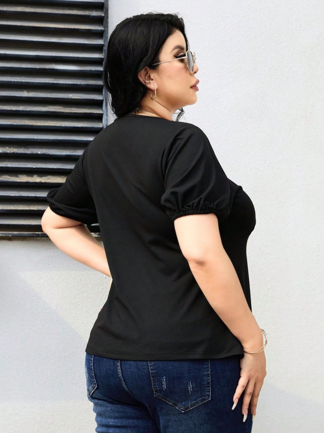 Plus Size Cutout Short Sleeve Blouse - Flip Flop Dynasty