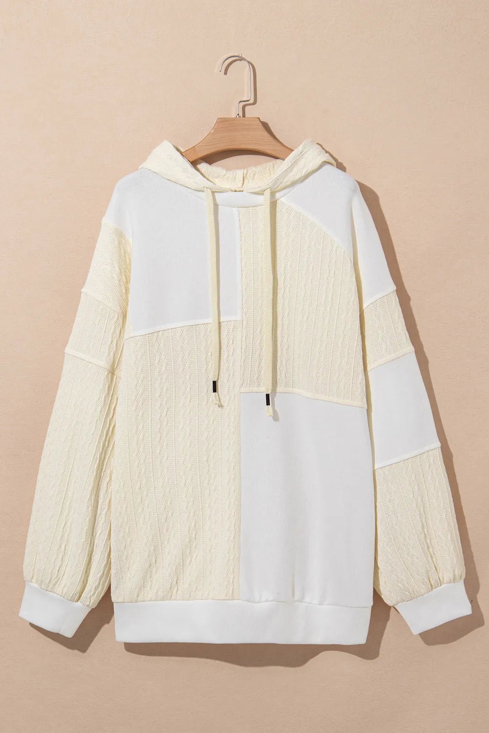 Plus Size Drawstring Color Block Long Sleeve Hoodie - Flip Flop Dynasty