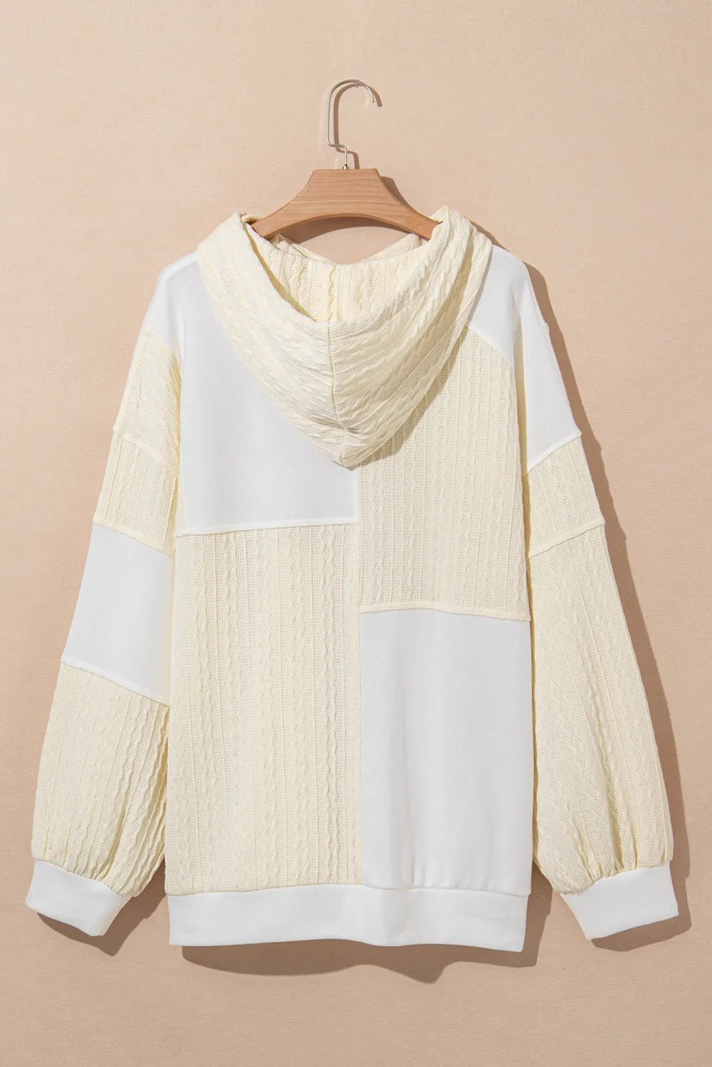 Plus Size Drawstring Color Block Long Sleeve Hoodie - Flip Flop Dynasty