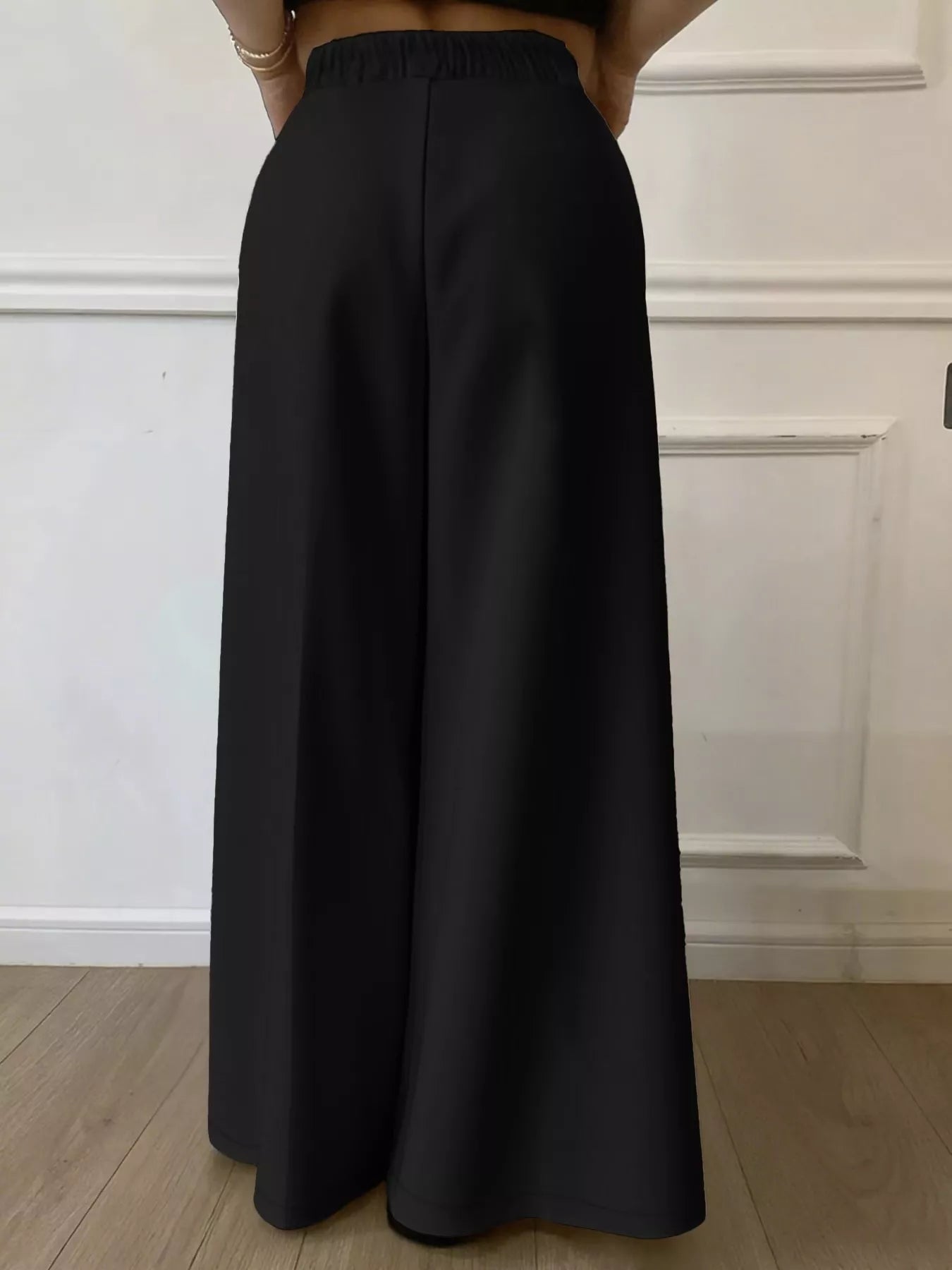 Plus Size Elastic Waist Wide Leg Pants - Flip Flop Dynasty