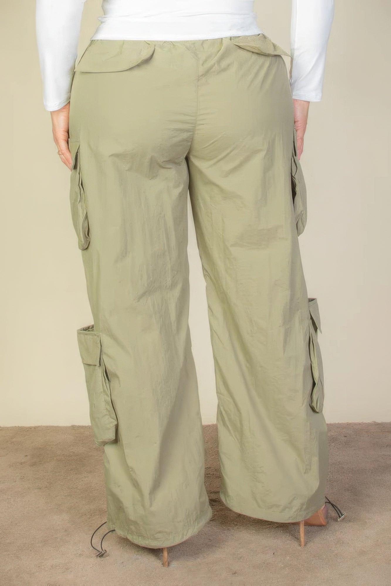 Plus Size Flap Pockets Drawstring Ruched Parachute Pants - Flip Flop Dynasty