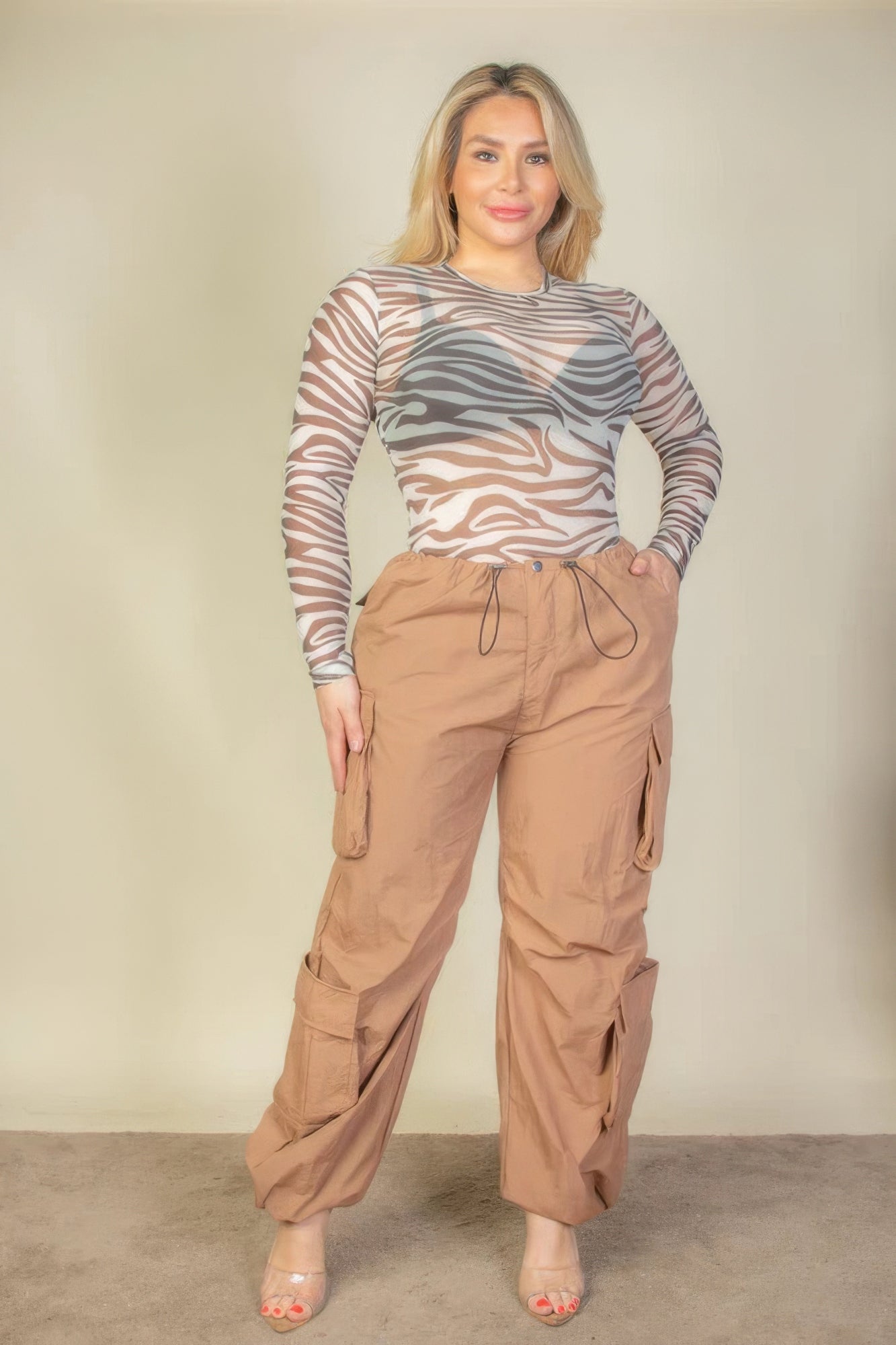 Plus Size Flap Pockets Drawstring Ruched Parachute Pants - Flip Flop Dynasty