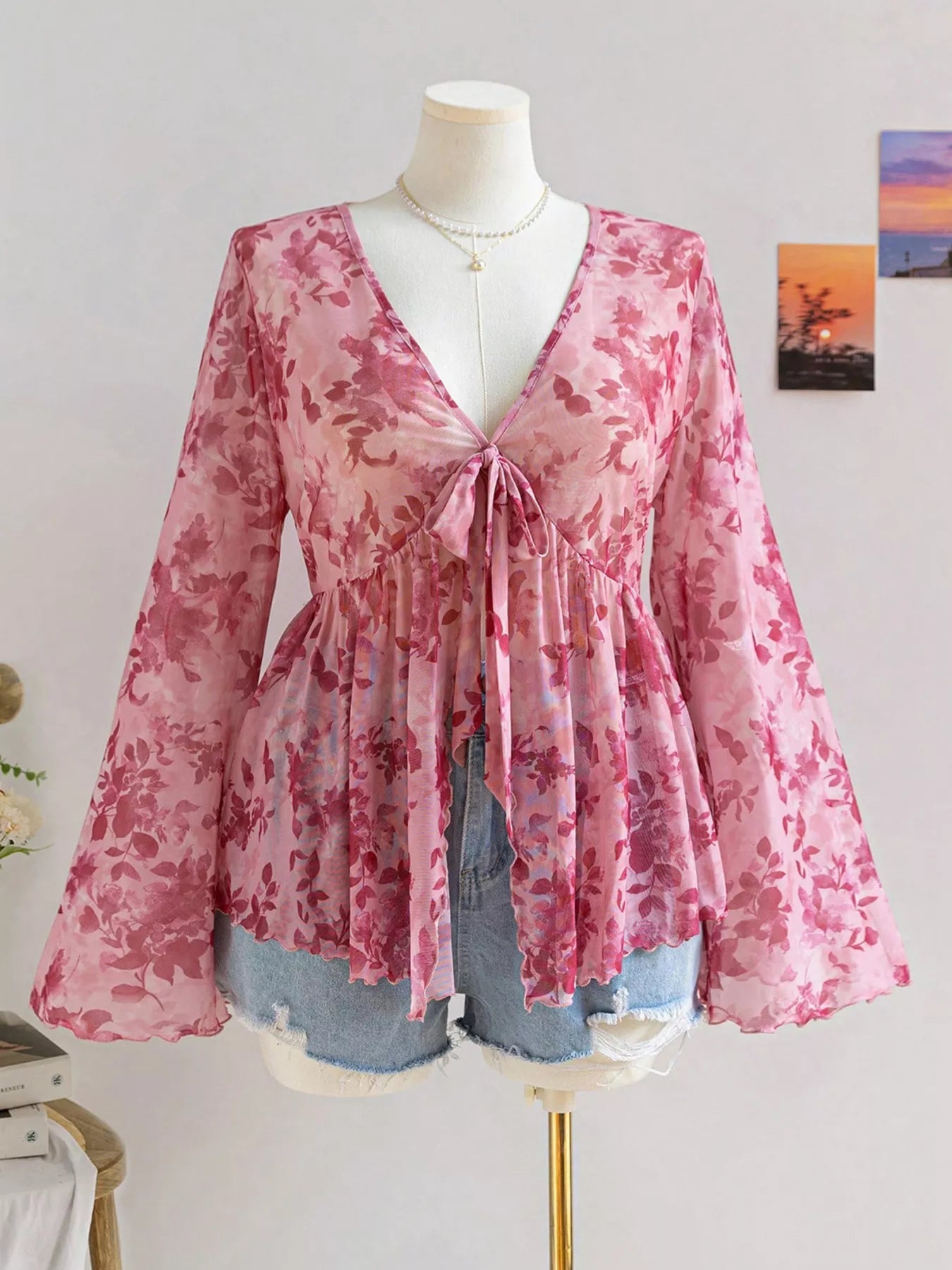 Plus Size Floral Print Chiffon Blouse - Flip Flop Dynasty