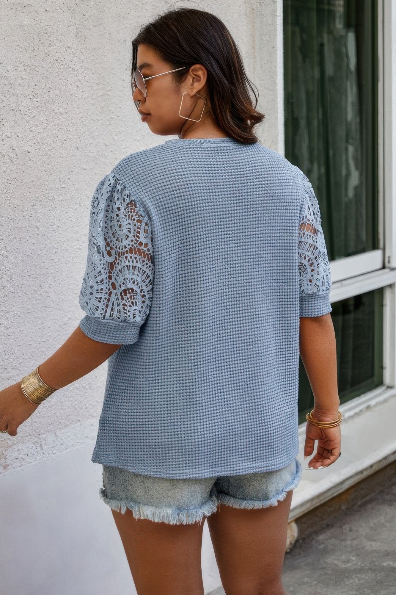 Plus Size Knit Color Block Lace Solid Fit Shirt - Flip Flop Dynasty