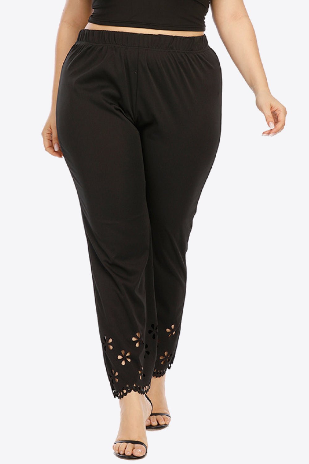 Plus Size Openwork Elastic Waist Pants - Flip Flop Dynasty