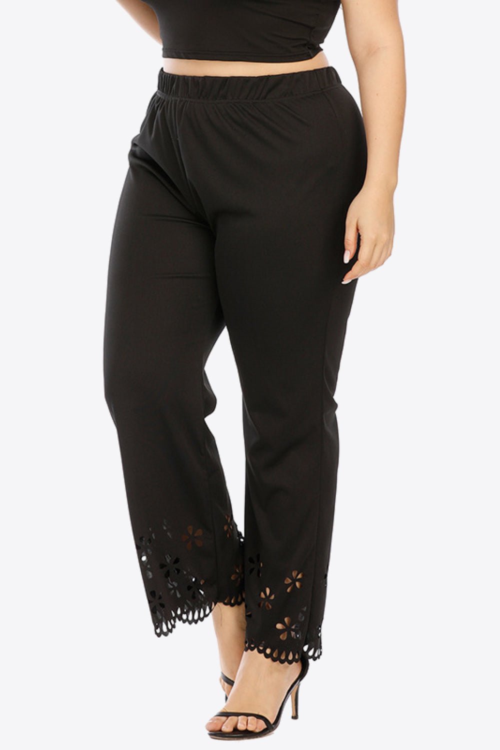 Plus Size Openwork Elastic Waist Pants - Flip Flop Dynasty