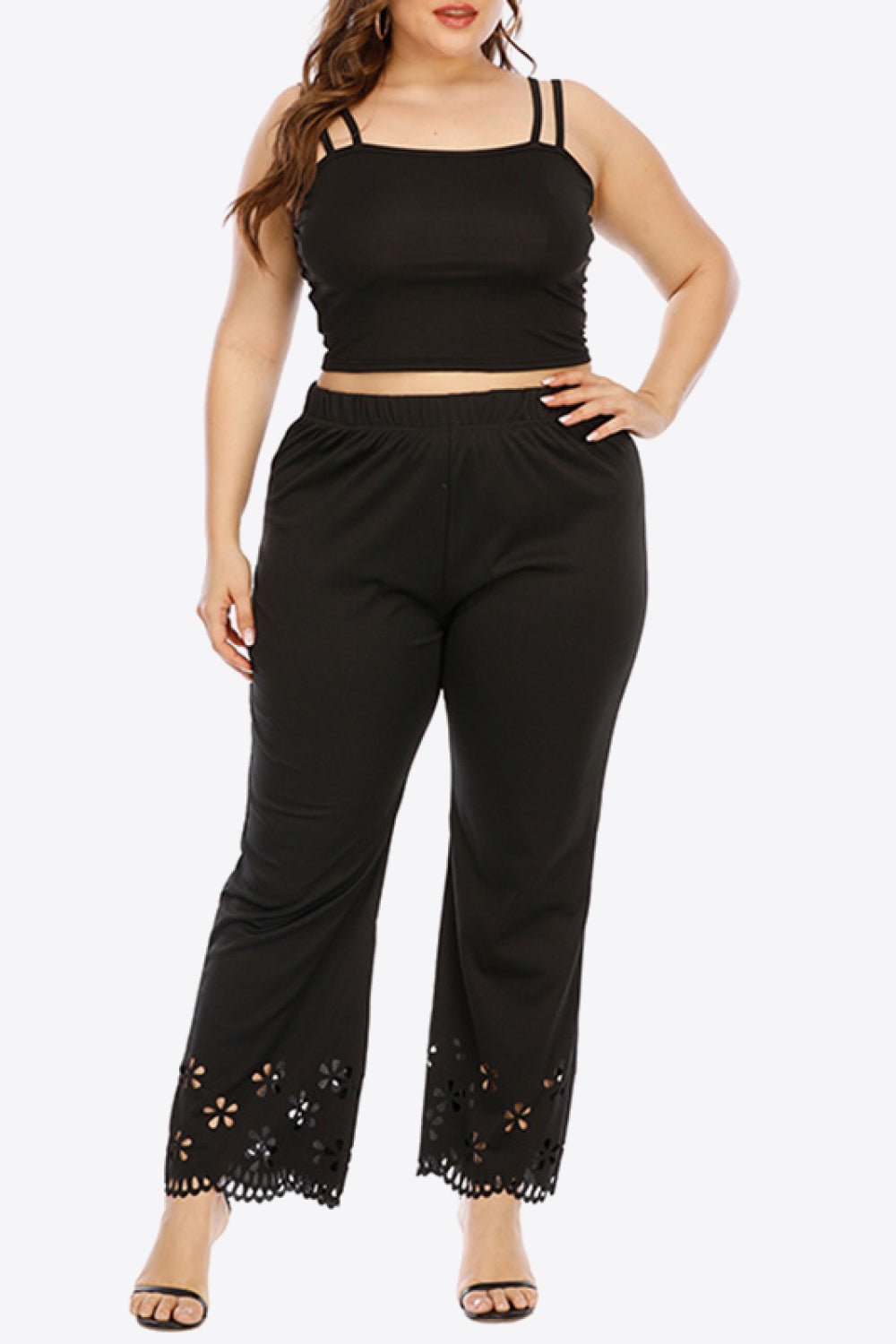 Plus Size Openwork Elastic Waist Pants - Flip Flop Dynasty