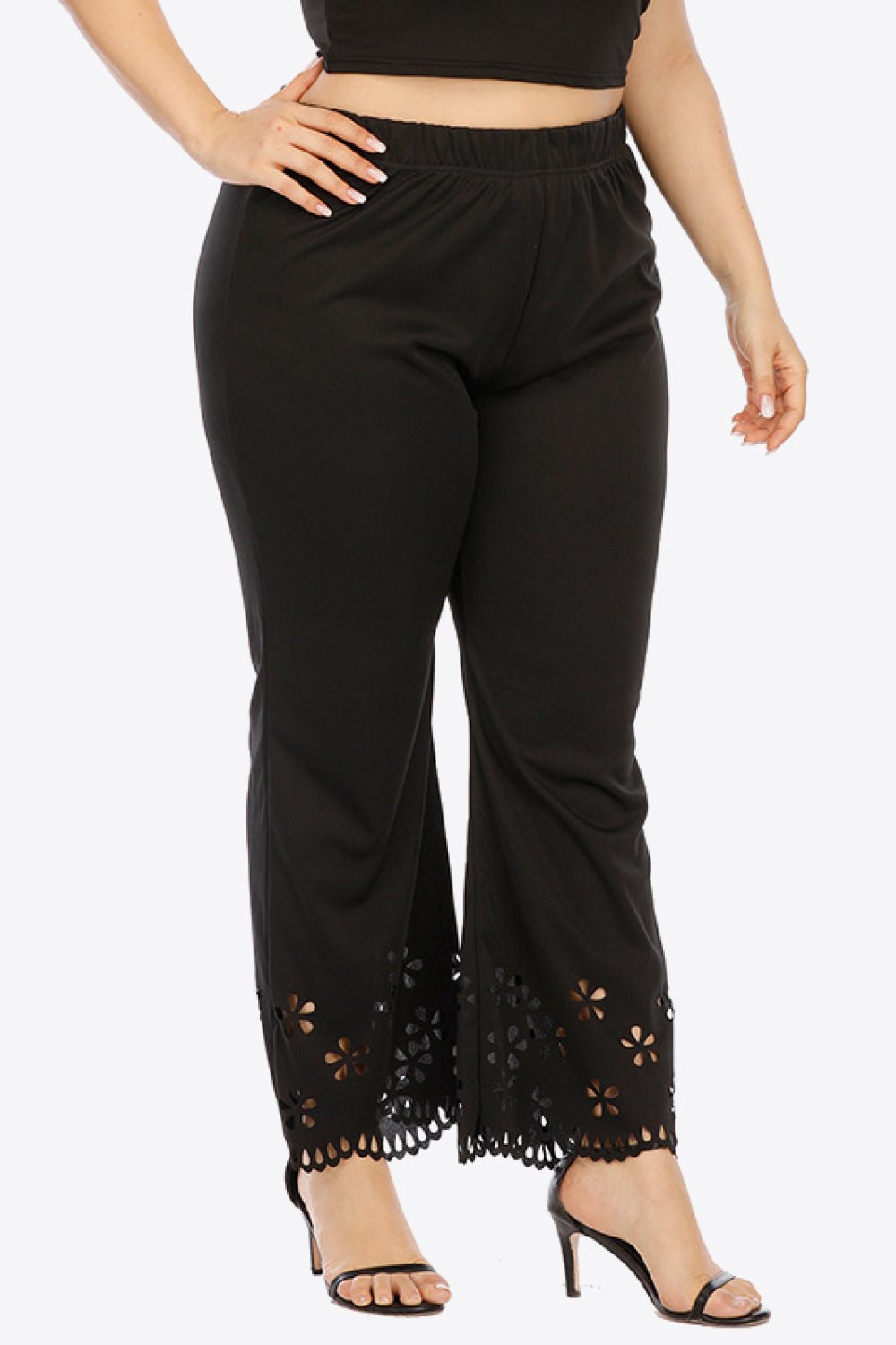 Plus Size Openwork Elastic Waist Pants - Flip Flop Dynasty