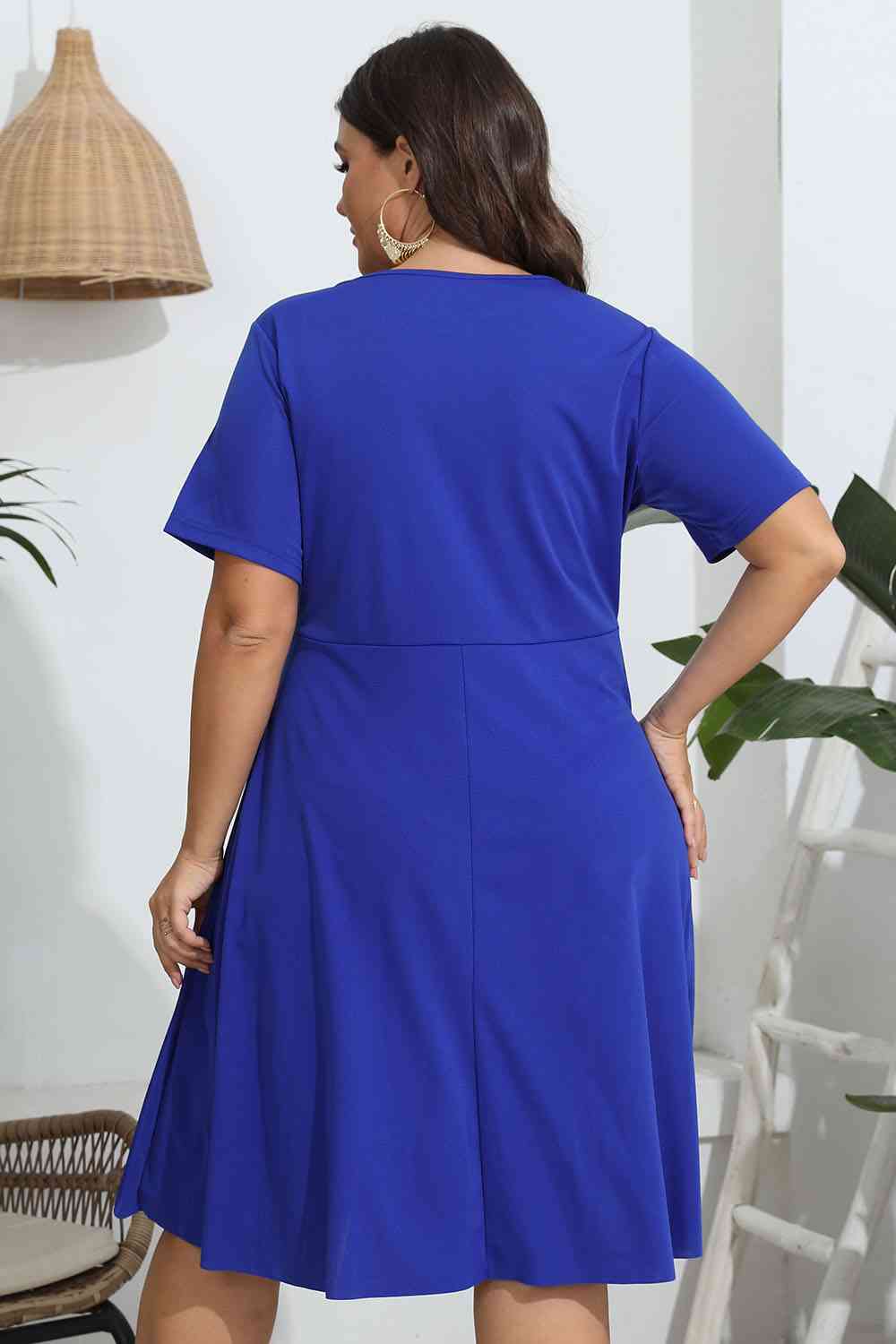 Plus Size Round Neck Openwork Dress - Flip Flop Dynasty