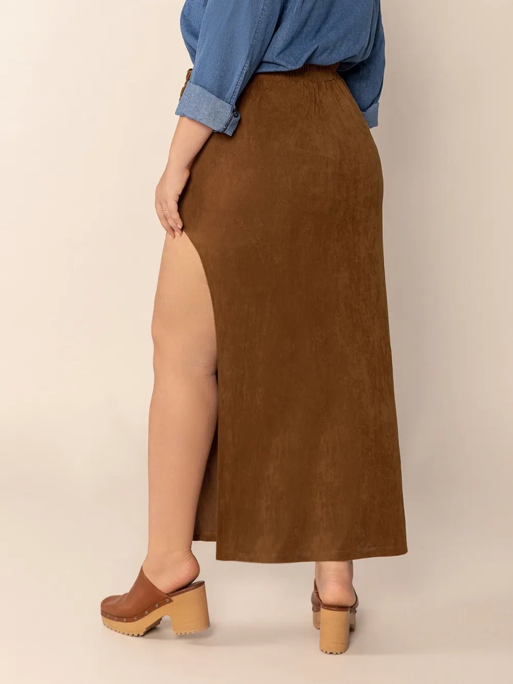 Plus Size Ruffled Slit High Rise Skirt - Flip Flop Dynasty