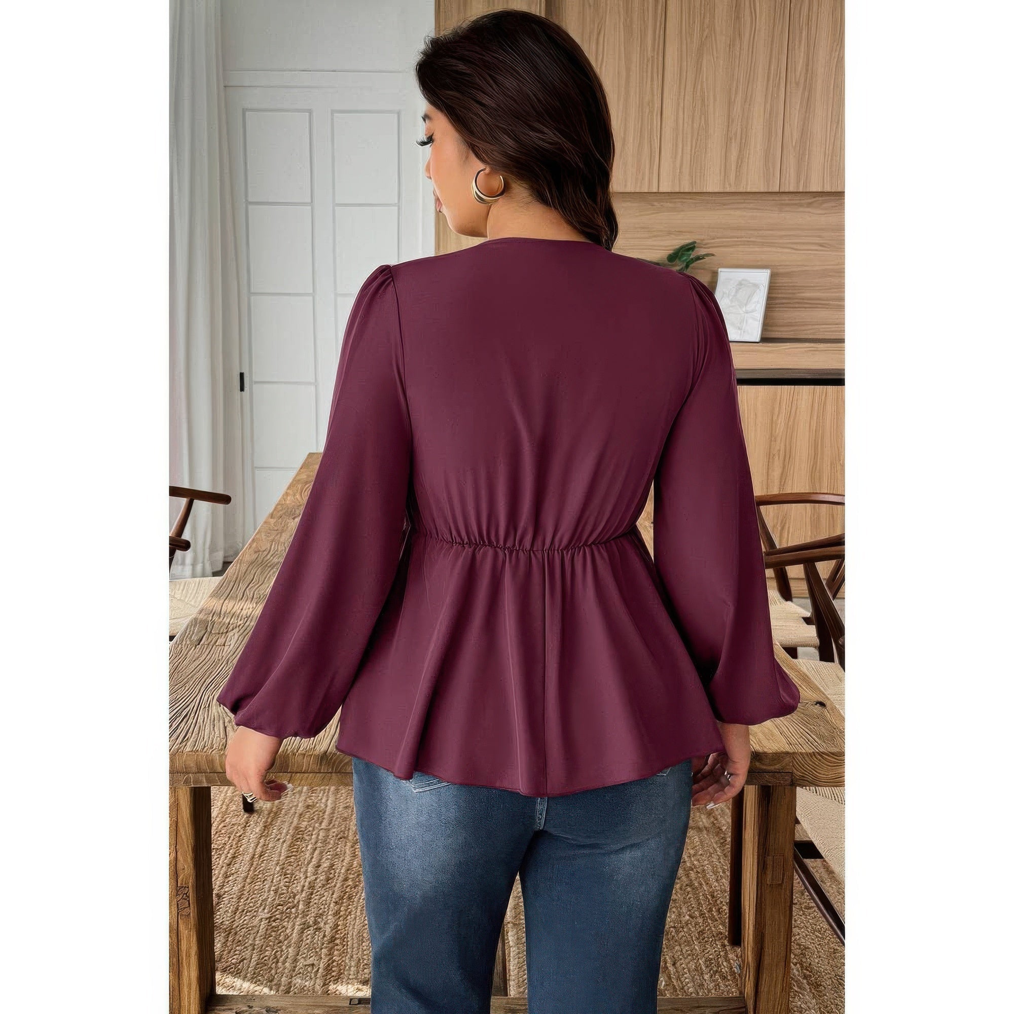 Plus Size Solid V Neck Lace Patchwork Shirt - Flip Flop Dynasty