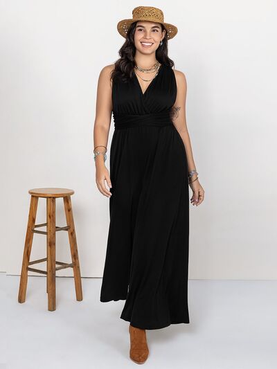 Plus Size V - Neck Wide Leg Jumpsuit - Flip Flop Dynasty
