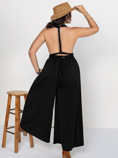 Plus Size V - Neck Wide Leg Jumpsuit - Flip Flop Dynasty