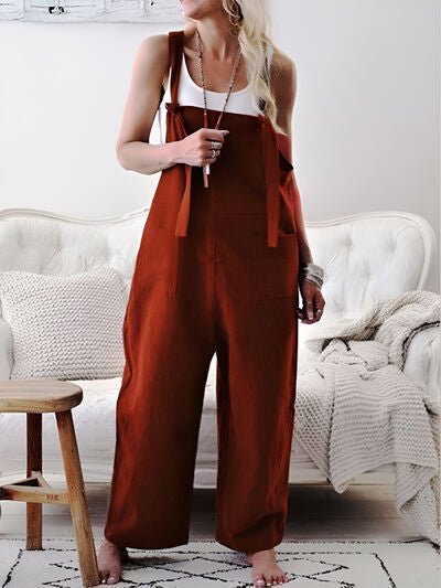 Pocketed Wide Strap Overalls - Flip Flop Dynasty