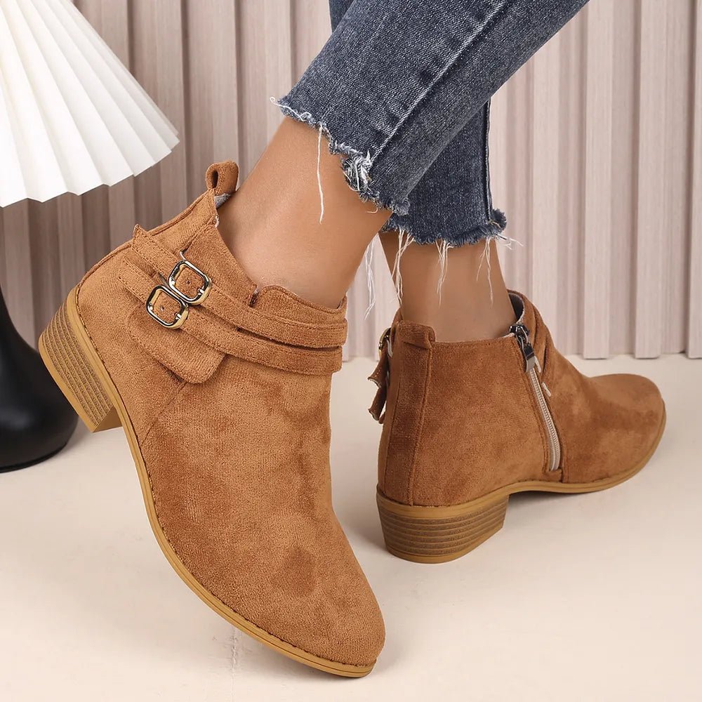 Point Toe Block Heel Boots - Flip Flop Dynasty