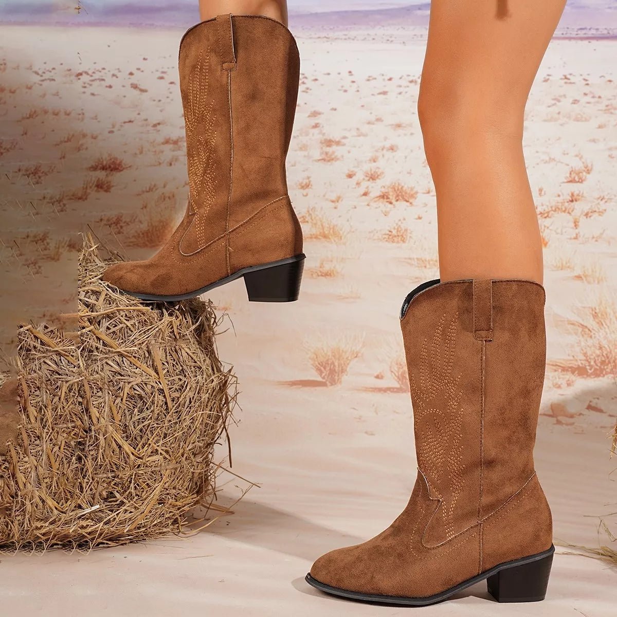 Point Toe Block Heels Boots - Flip Flop Dynasty