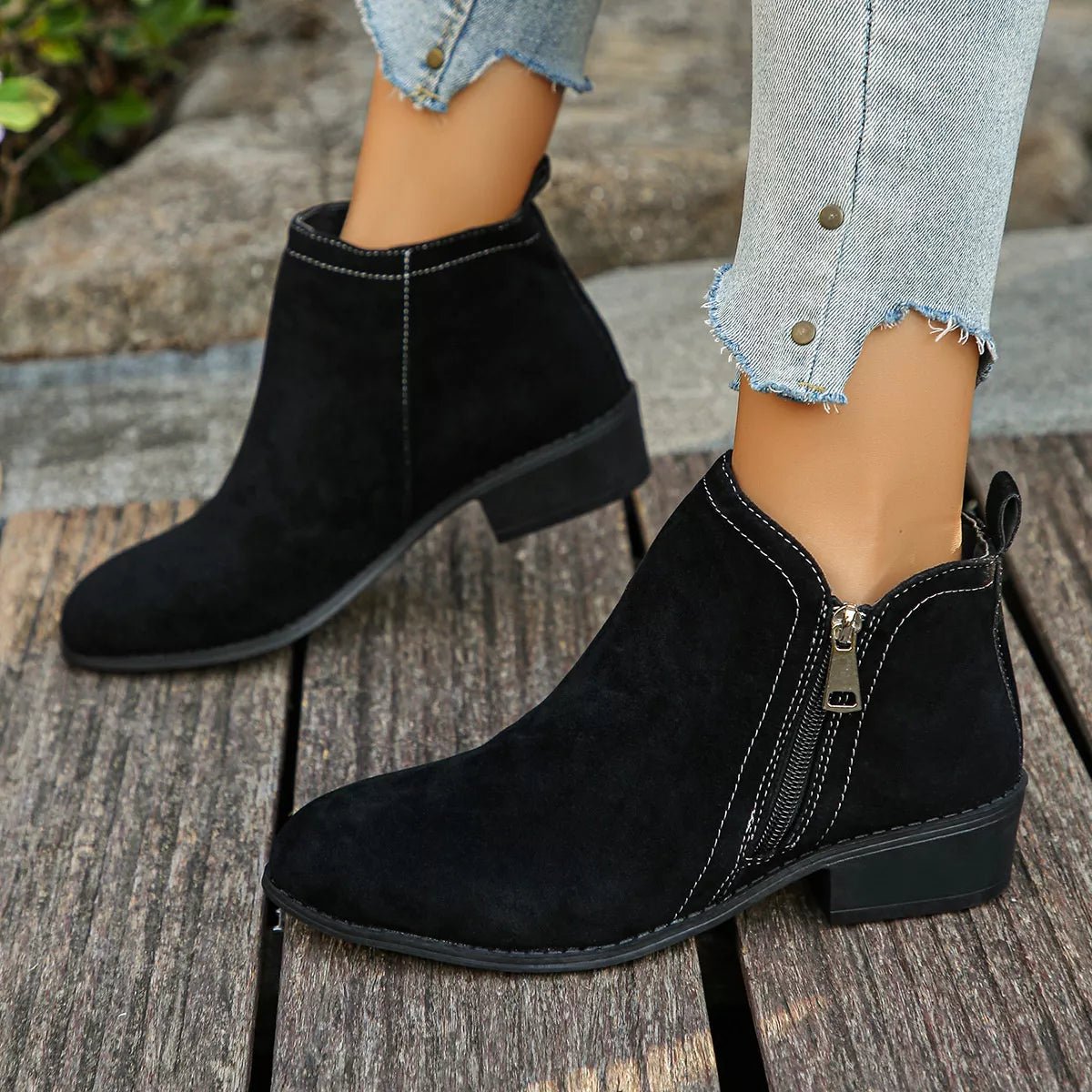 Point Toe Block Heels Boots - Flip Flop Dynasty