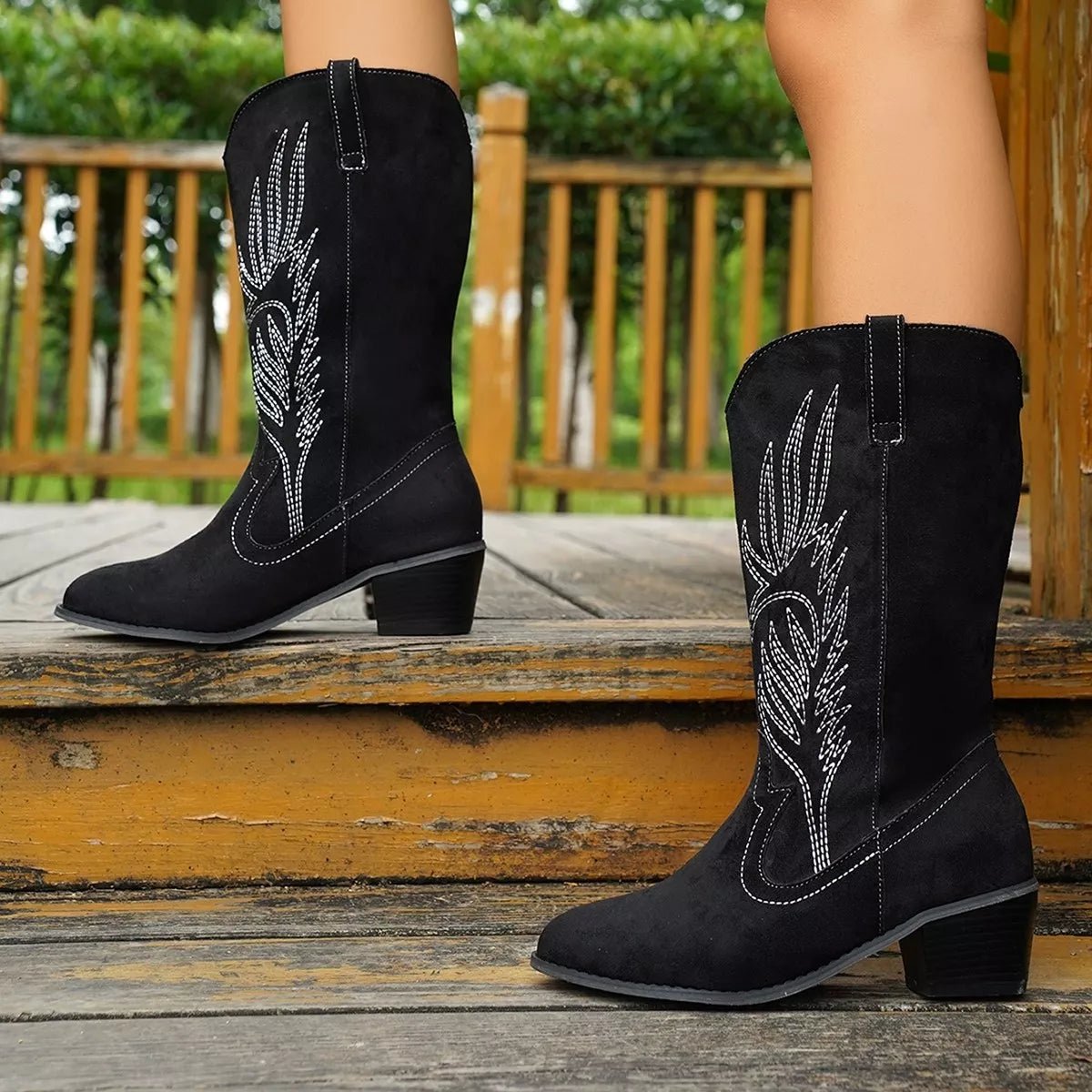 Point Toe Block Heels Boots - Flip Flop Dynasty