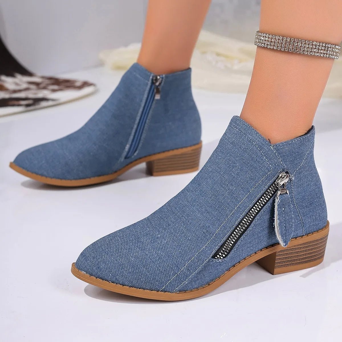 Point Toe Block Heels Boots - Flip Flop Dynasty