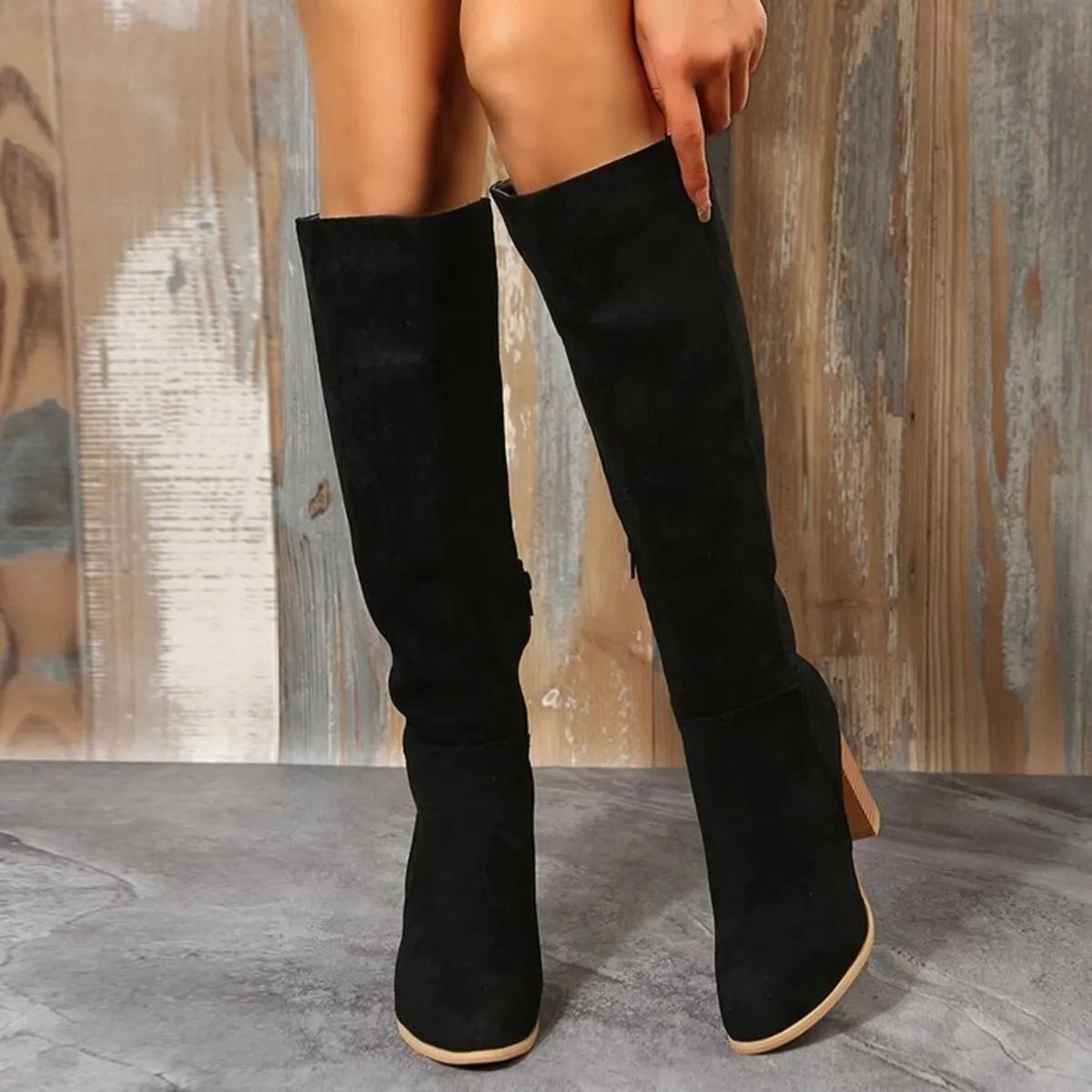 Point Toe Block Heels Boots - Flip Flop Dynasty