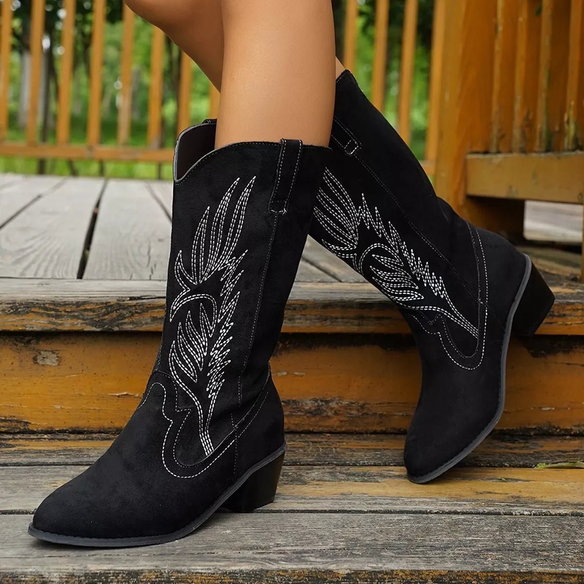 Point Toe Block Heels Boots - Flip Flop Dynasty