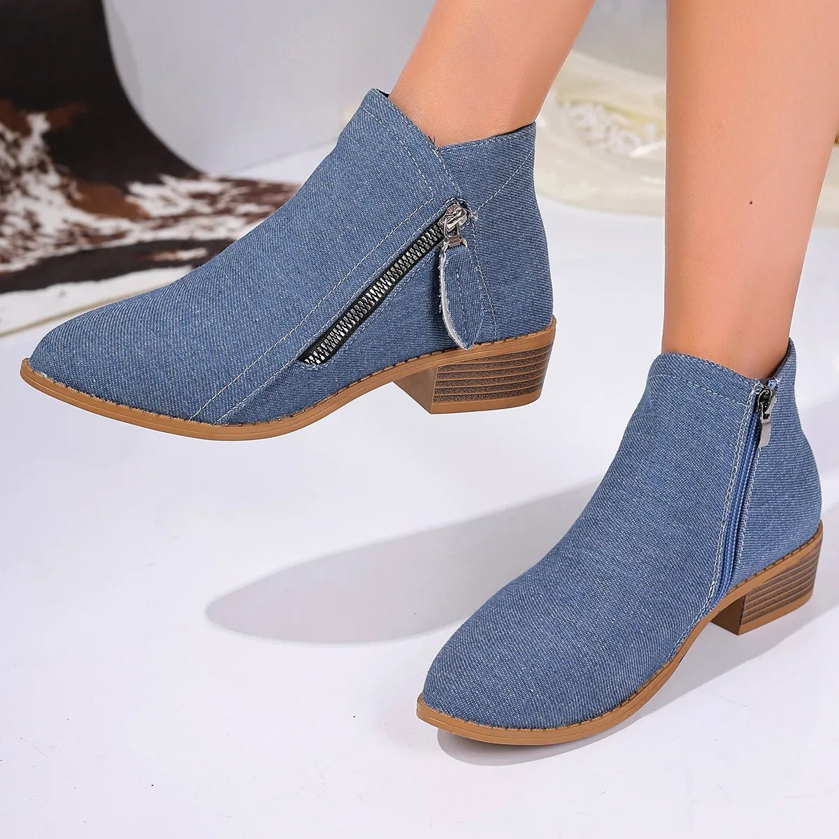Point Toe Block Heels Boots - Flip Flop Dynasty